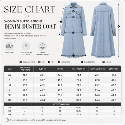 Women's Button Front Denim Coat, Fashion Casual Outerwear