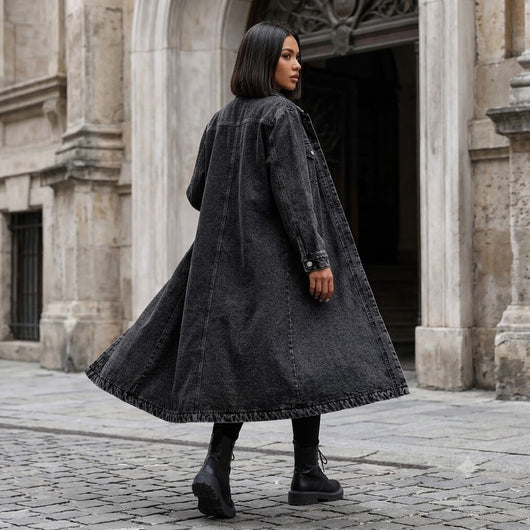 Women's Button Front Denim Coat, Fashion Casual Outerwear