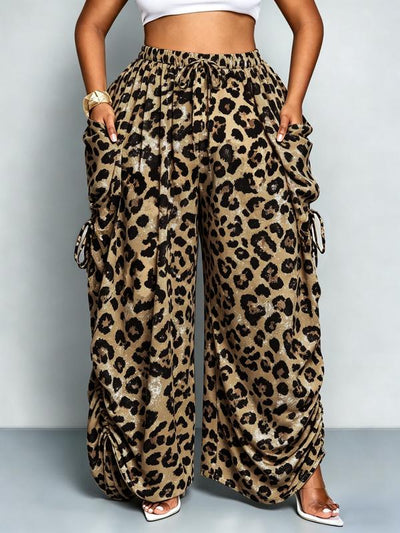 Plus Size Women's Base Polka Dot Wide Leg Pants