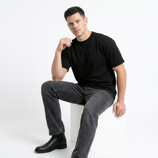 12-Pack Men's Black Crew Neck T-Shirt