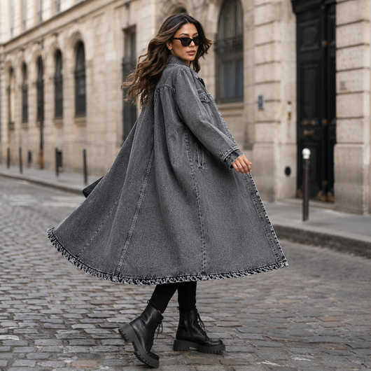 Women's Button Front Denim Coat, Fashion Casual Outerwear