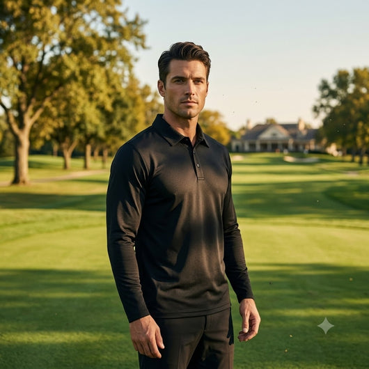 Mens Long Sleeve Golf Polo's 4 Pack