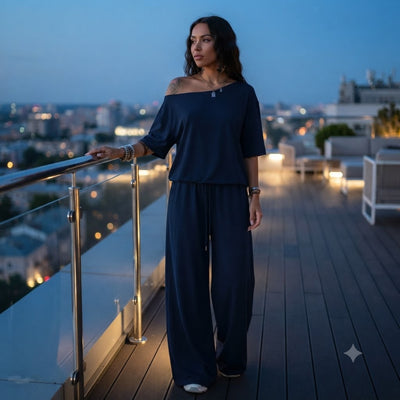 Womens T-shirt and Wide Leg Pant Set