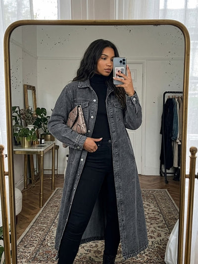 Women's Button Front Denim Coat, Fashion Casual Outerwear