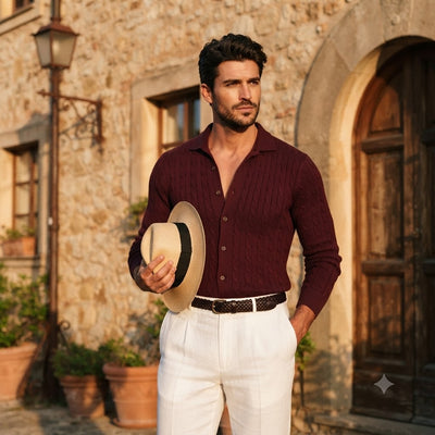 Men's Knitted Button Down Shirt