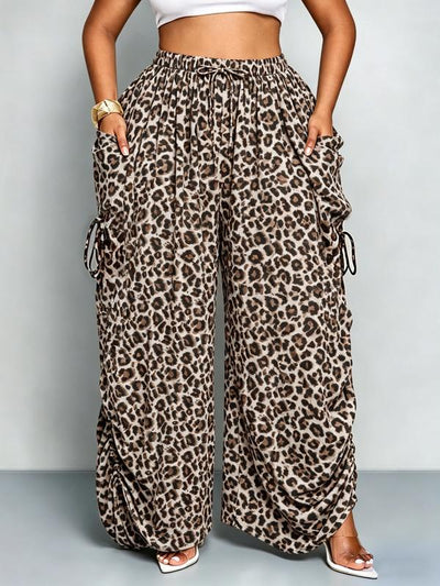 Plus Size Women's Base Polka Dot Wide Leg Pants