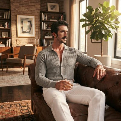 Men's Knitted Button Down Shirt
