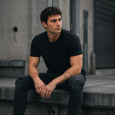Curve Hem Fitted Crew Neck Tee