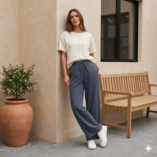 Women’s Palazzo Pants – Lightweight Wide Leg Summer Trousers with Pockets