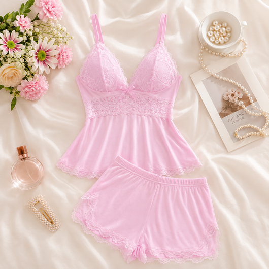 Women's Plain Lace Patchwork Bow Decor Cami Top