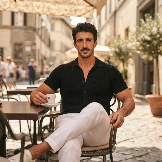 Men's Knitted Button Down Shirt