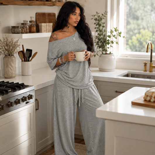 Womens T-shirt and Wide Leg Pant Set