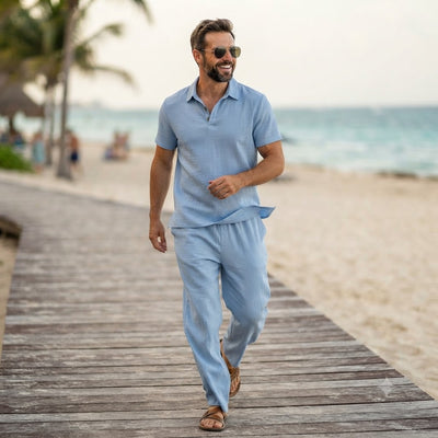 Men’s Linen Beach Two Piece Set