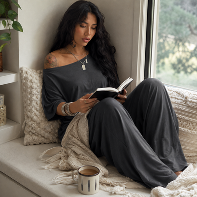 Womens T-shirt and Wide Leg Pant Set