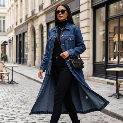 Women's Button Front Denim Coat, Fashion Casual Outerwear