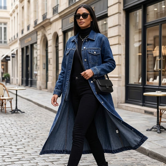 Women's Button Front Denim Coat, Fashion Casual Outerwear
