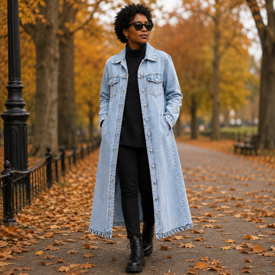 Women's Button Front Denim Coat, Fashion Casual Outerwear